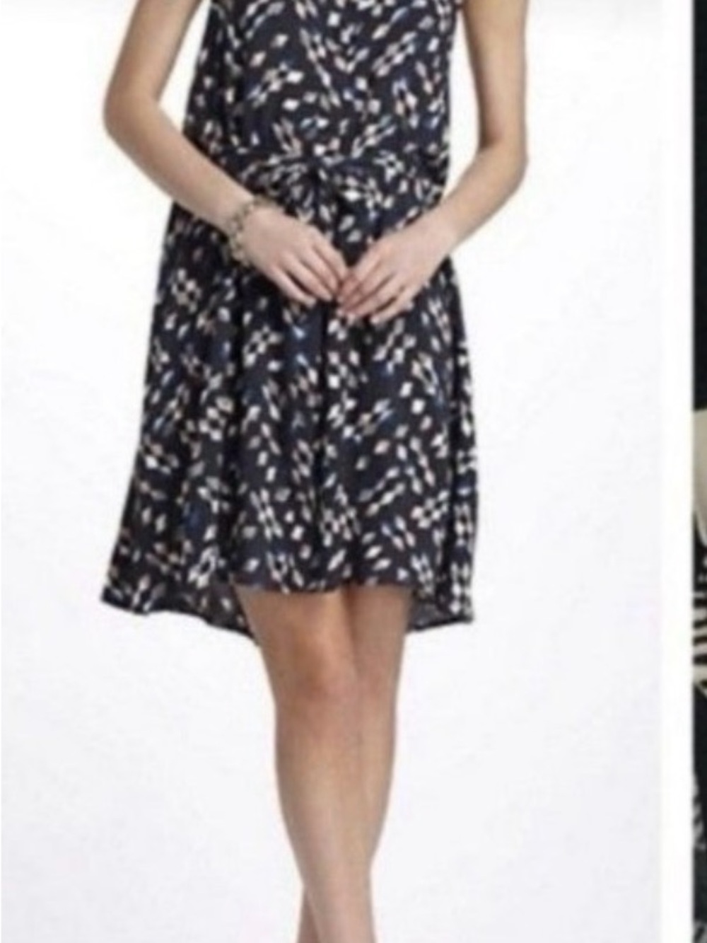 Maeve Anthropology Abstract Dress Women’s Sz S  Adjustable Tie Waist Black & Tan